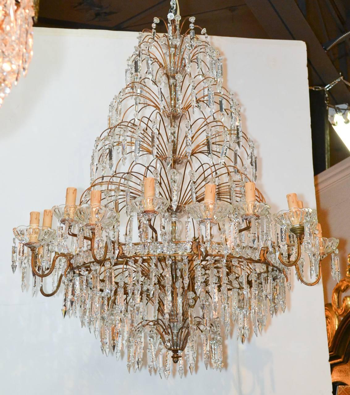 Superb French Crystal Waterfall Chandelier In Good Condition In Dallas, TX