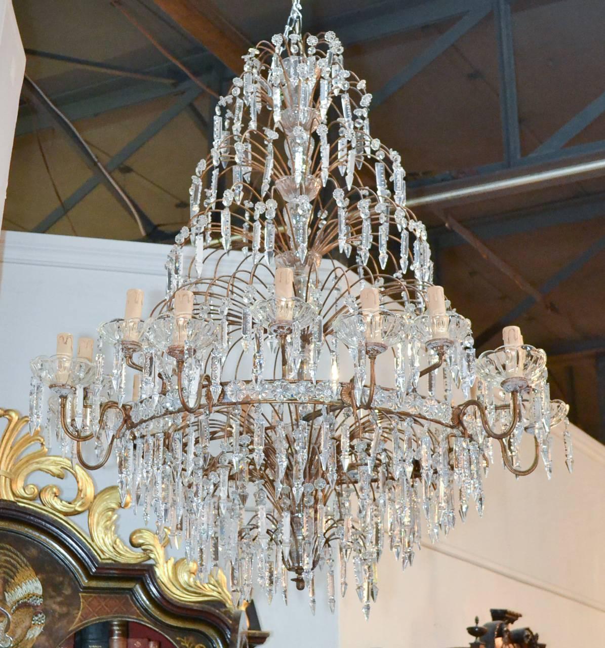 Superb French Crystal Waterfall Chandelier 2
