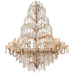 Superb French Crystal Waterfall Chandelier