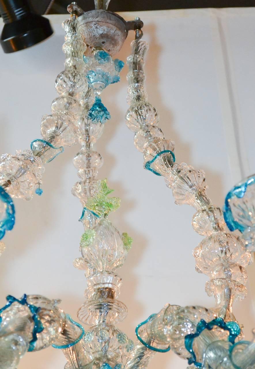 Rare and Unusual Venetian Glass Chandelier In Good Condition For Sale In Dallas, TX