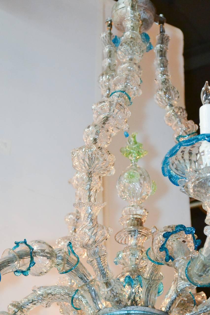 Rare and Unusual Venetian Glass Chandelier For Sale 1
