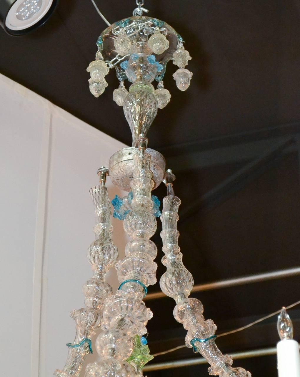 Début du 20ème siècle Lustre en verre vénitien rare et inhabituel en vente