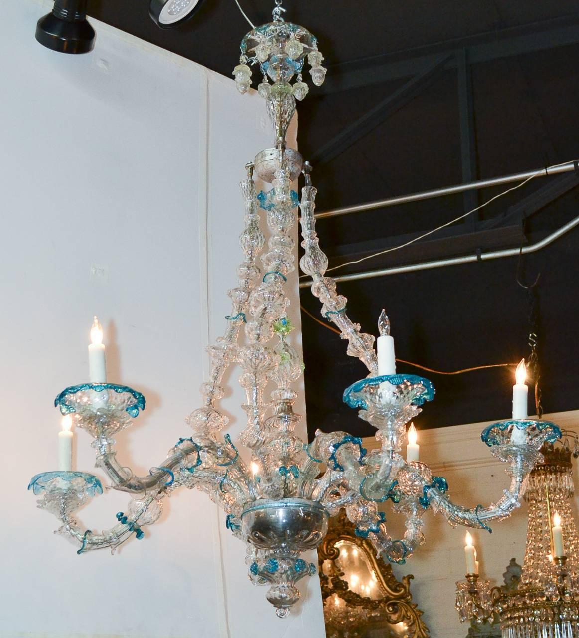 Rare and Unusual Venetian Glass Chandelier For Sale 2
