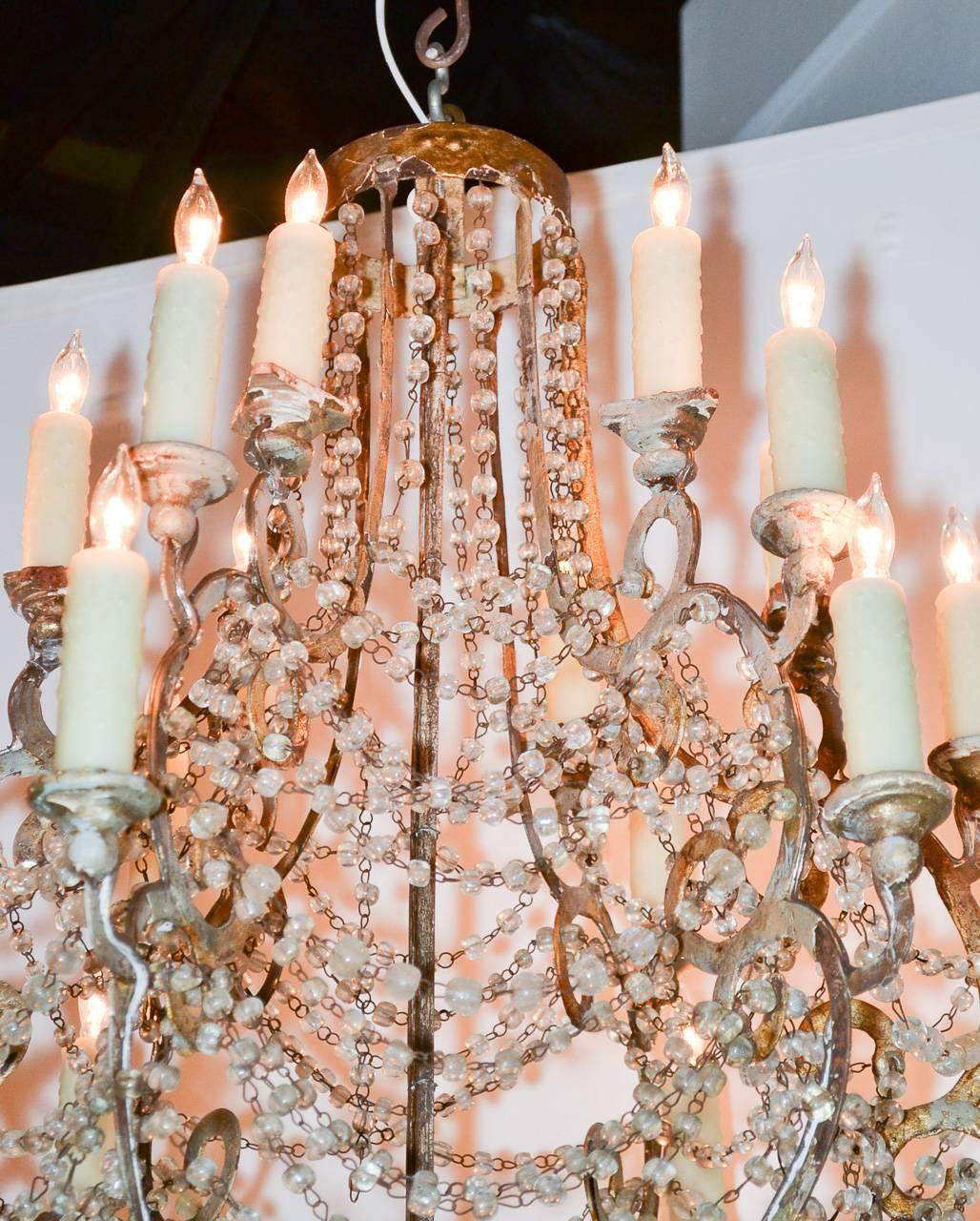 Early 20th Century Delightful Italian Beaded Chandelier For Sale