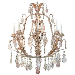 Custom-Made Crystal and Rose Quartz Chandelier 9