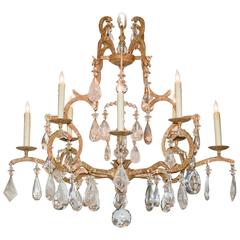 Excellent Custom Iron and Rock Crystal Chandelier 11