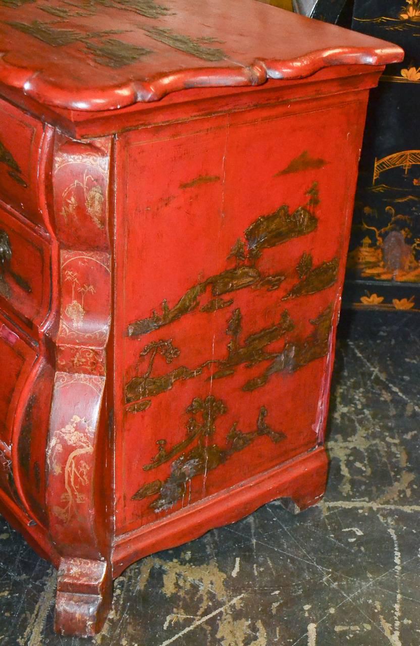 Wood 18th Century Dutch Red Chinoiserie Chest