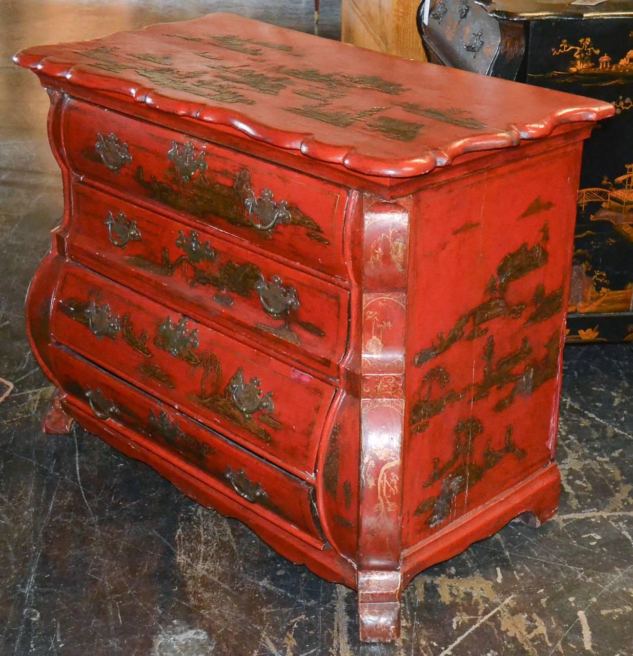 18th Century Dutch Red Chinoiserie Chest 1