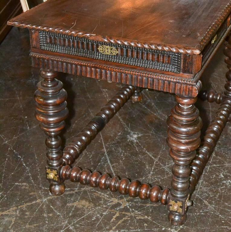 19th Century Portuguese Carved Walnut Writing Desk For Sale 3