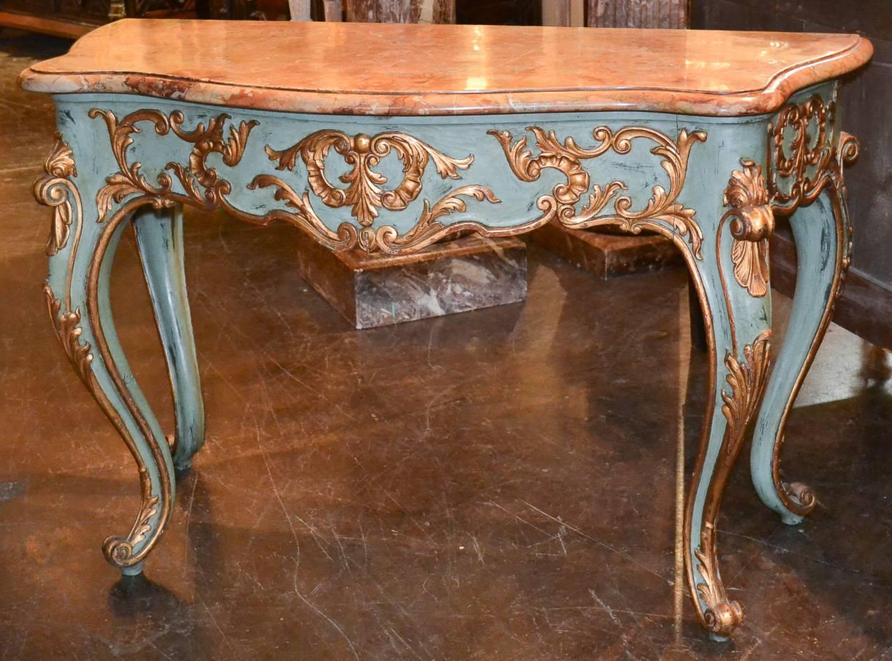 Marble 19th Century French Louis XVI Parcel-Gilt Console