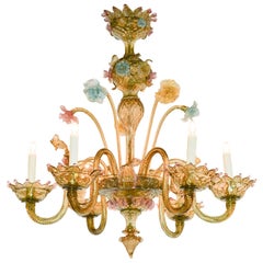 Great Venetian Multicolored Glass Chandelier