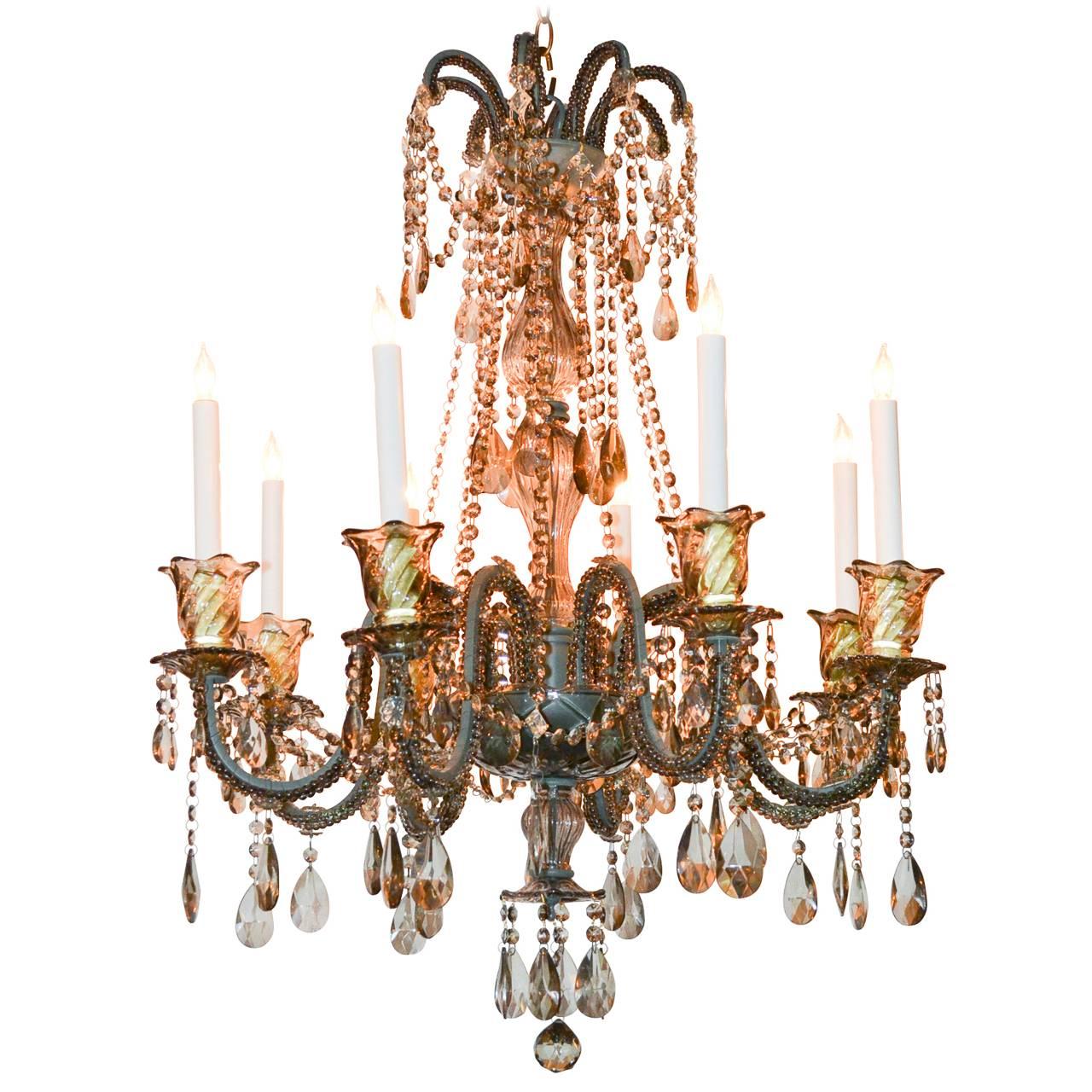 Crystal Chandelier With Large Black Shade & Crystal Balls H24 x W15 Crystal Chandelier With Large Black Shade & Crystal Balls H24 x W15