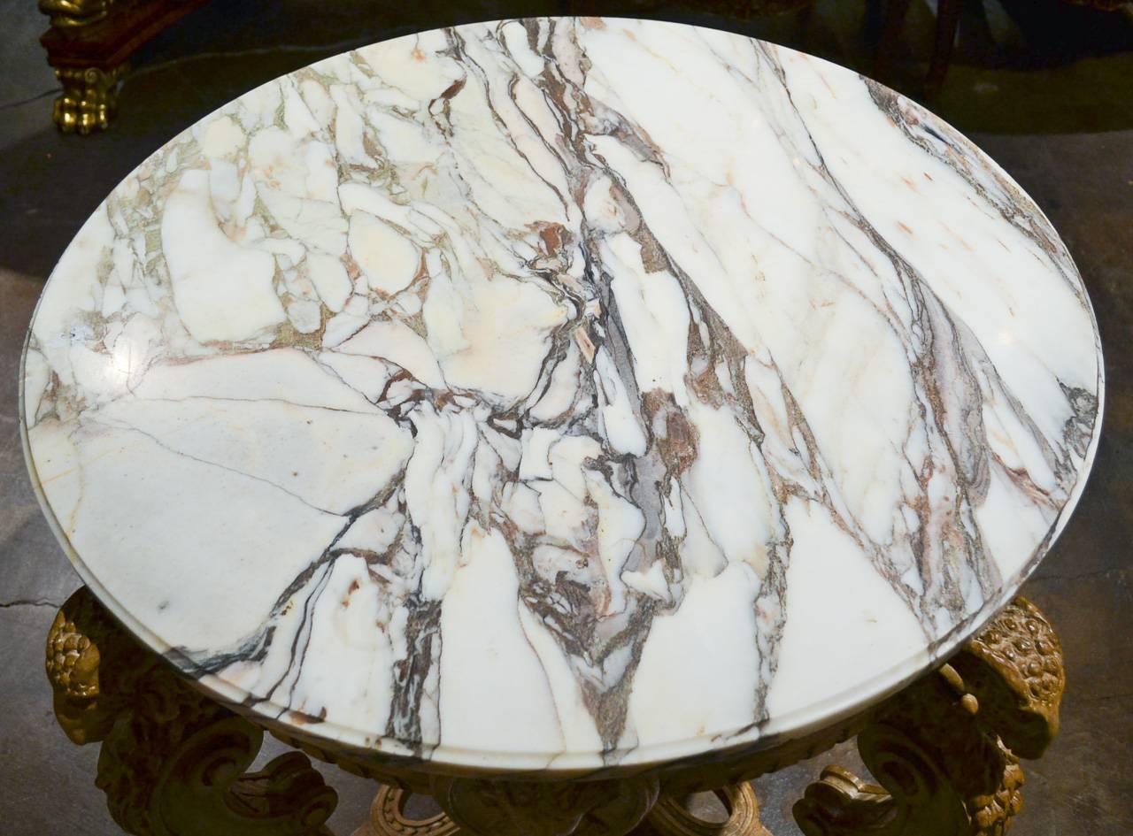 Marble 19th Century English Carved Center Table