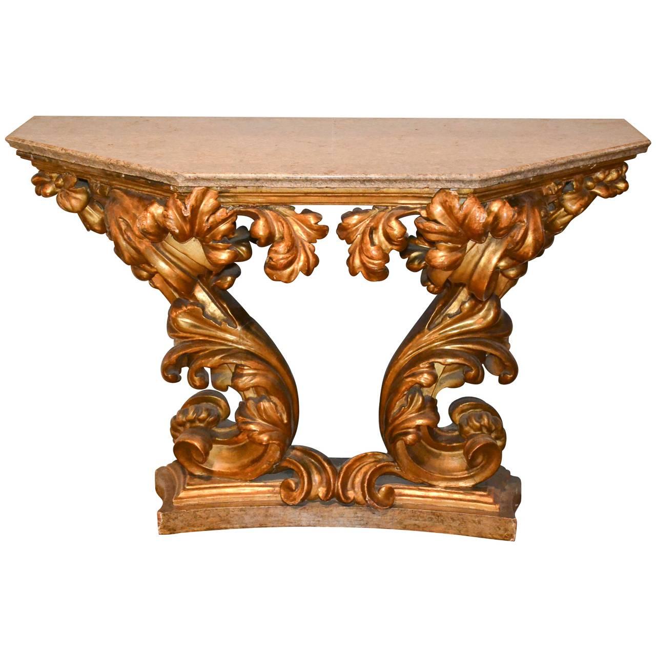 19th Century Italian Florentine Console For Sale