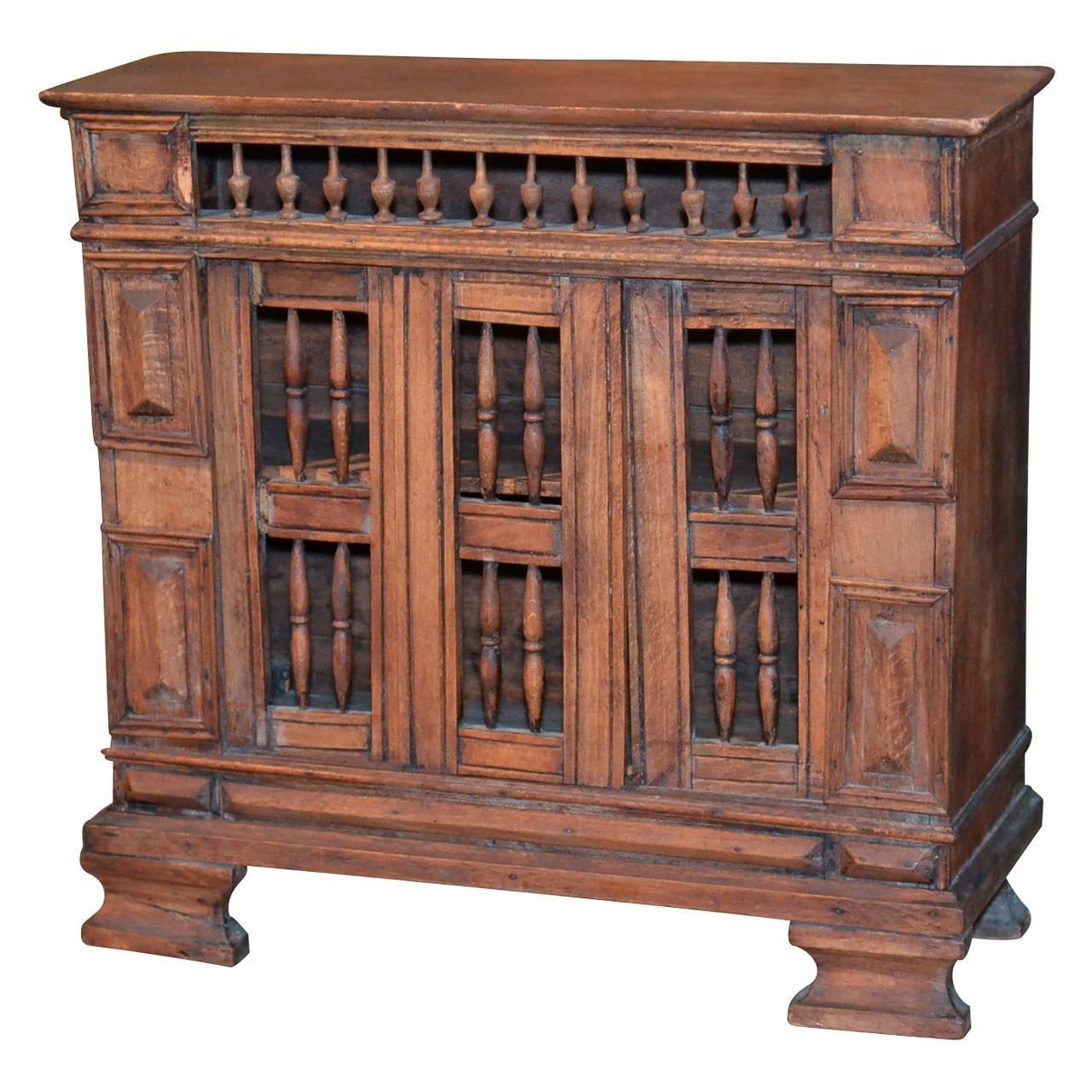 Italian Hand-Carved Petite Walnut Table Cabinet, circa 1840