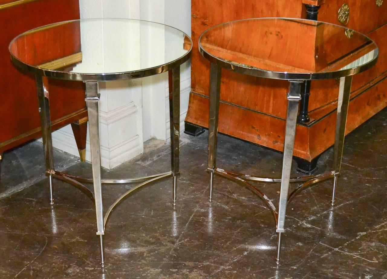 Late 20th Century Excellent Pair of Chrome and Mirror Side Tables