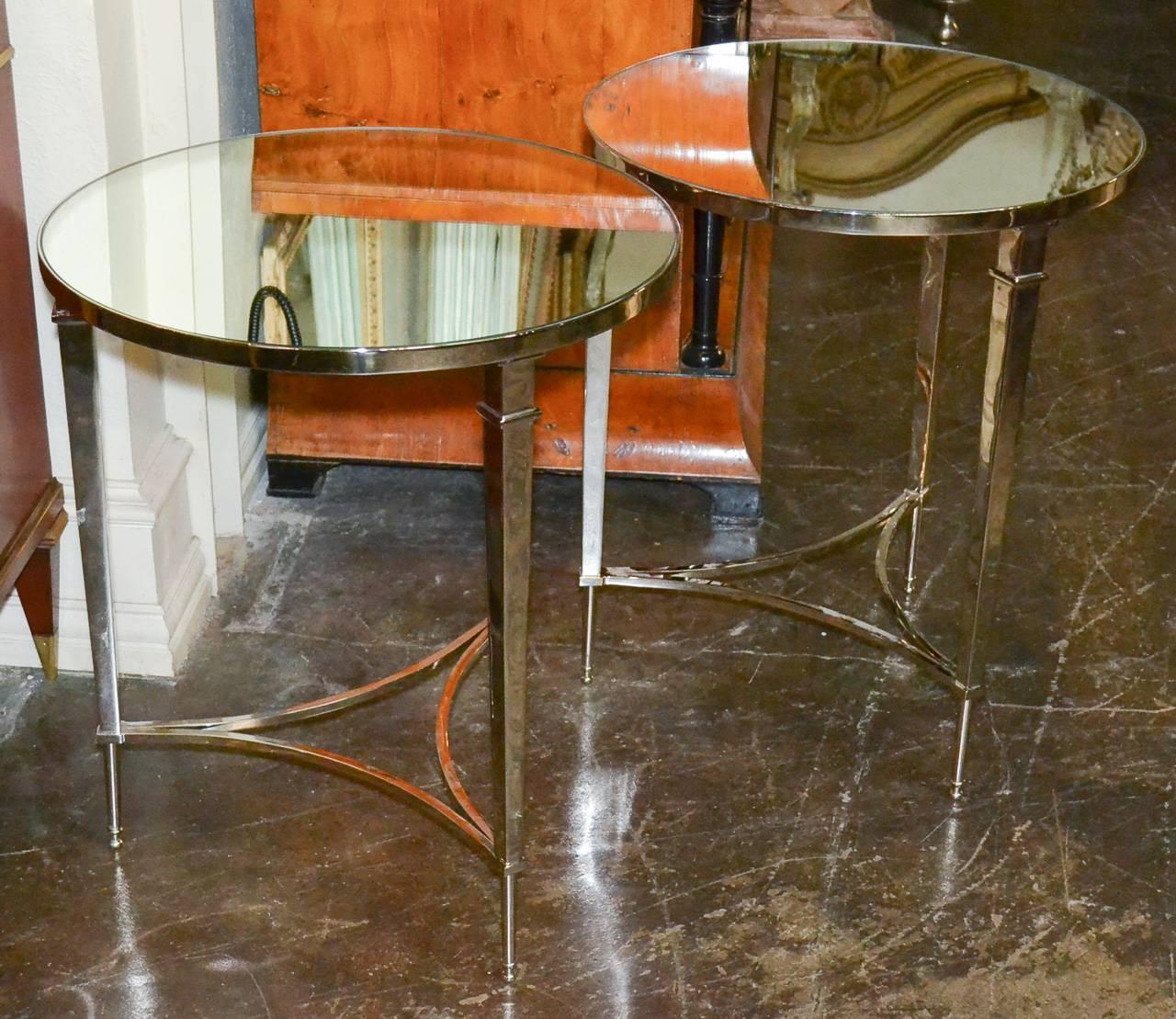 Excellent Pair of Chrome and Mirror Side Tables 1