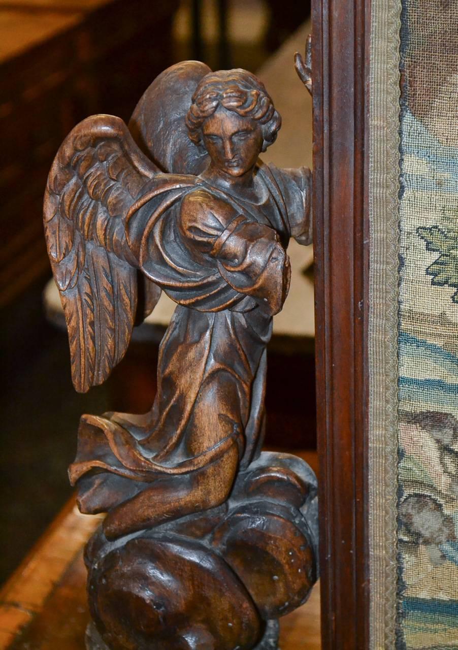 Rare 18th Century Italian Angelic Tapestry Panel In Good Condition In Dallas, TX