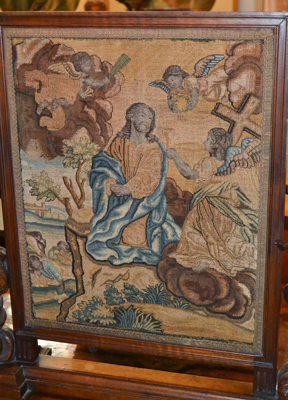 Rare 18th Century Italian Angelic Tapestry Panel 1