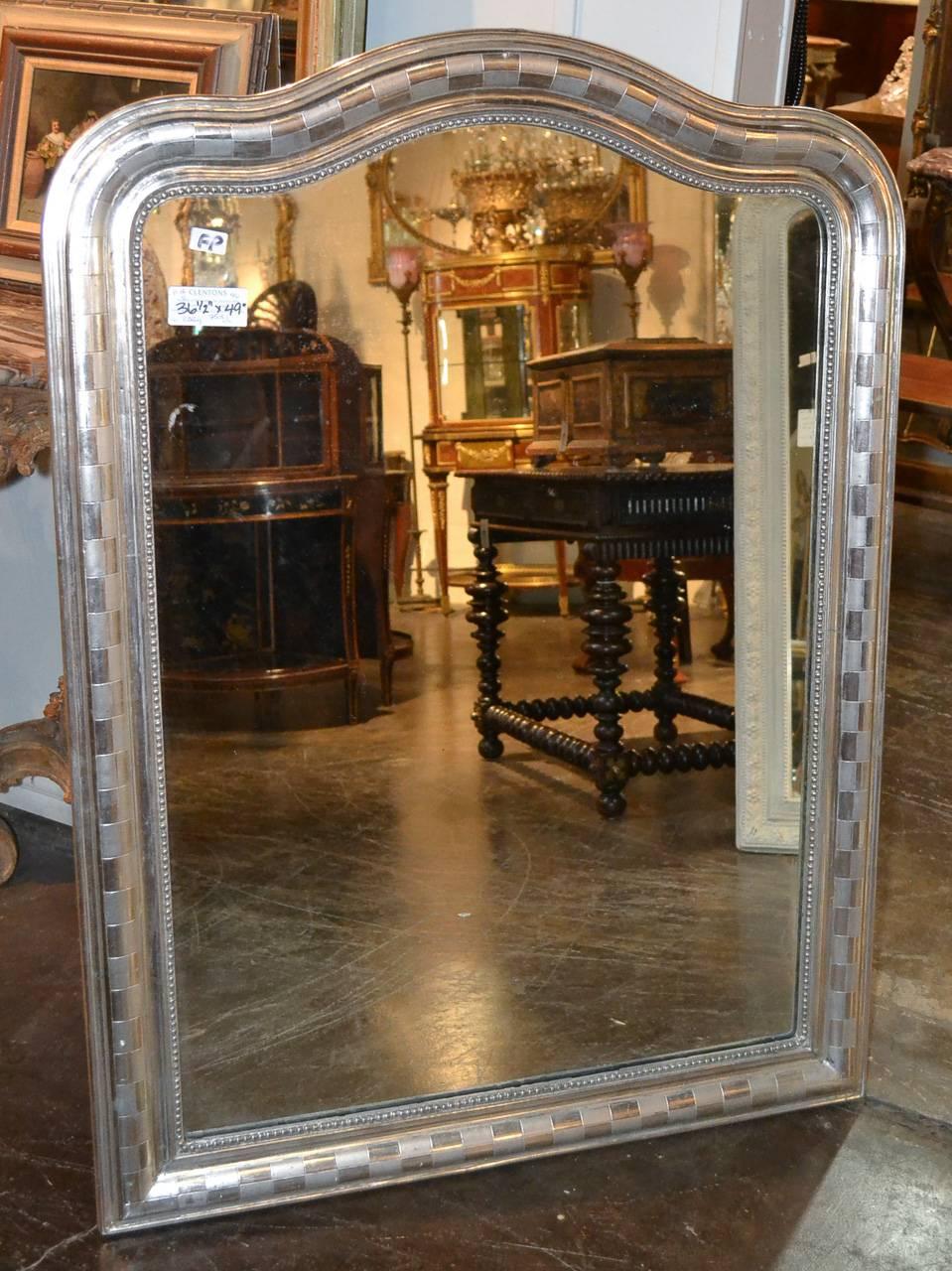 19th Century French Louis Philippe Mirror with Geometric Design 1