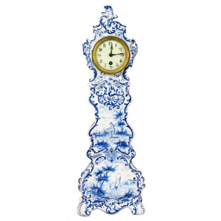 Delft Antique Miniature Grandfather Clock at 1stDibs