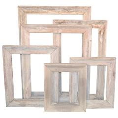 Set of Six Antique Whitewashed French Frames