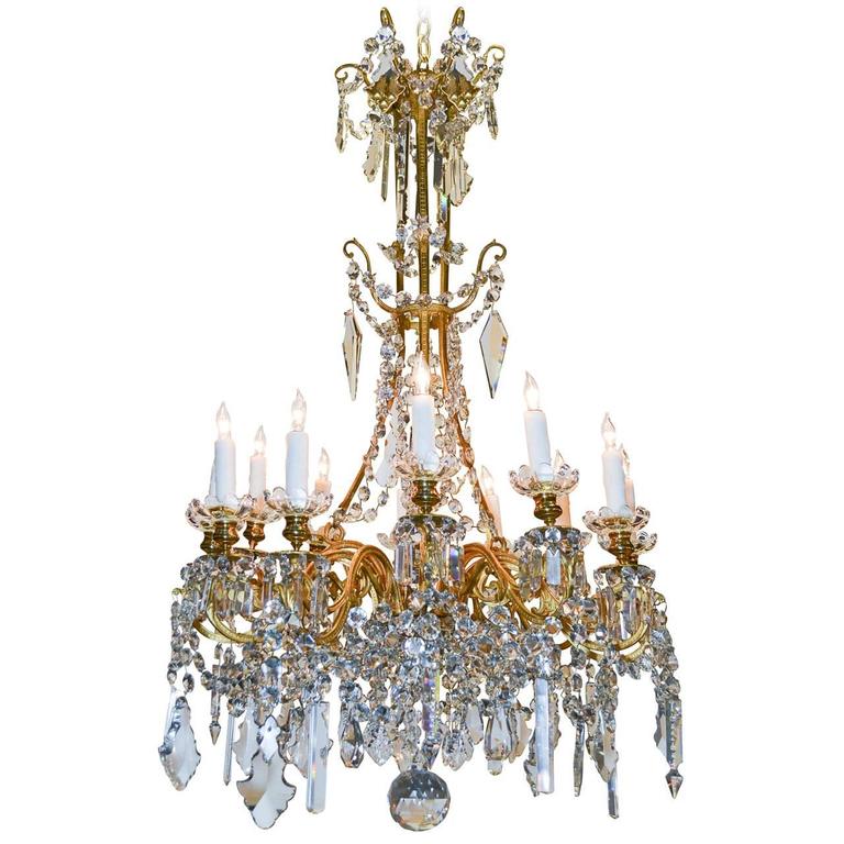 19th Century Baccarat Bronze And Glass Chandelier 21 Lights For Exceptional 19th Century French Baccarat Chandelier