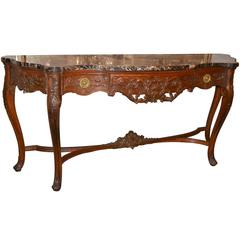 Excellent French Carved Walnut Console