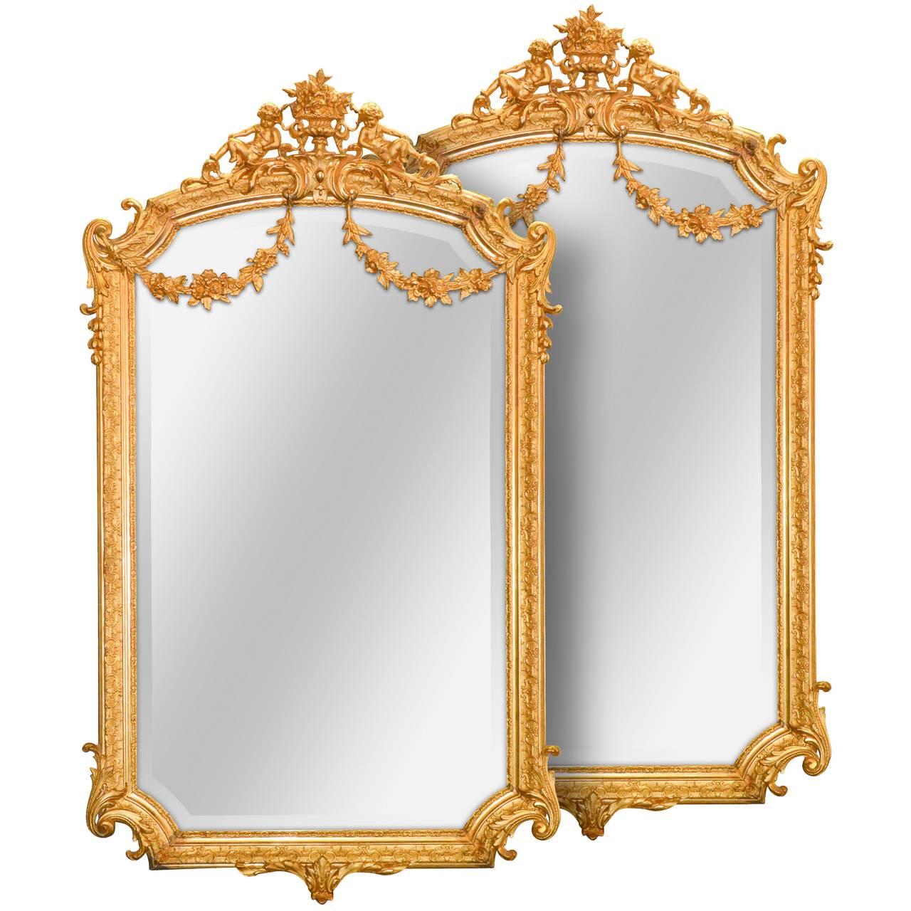 Radiant Pair of French Louis XV Style Mirrors
