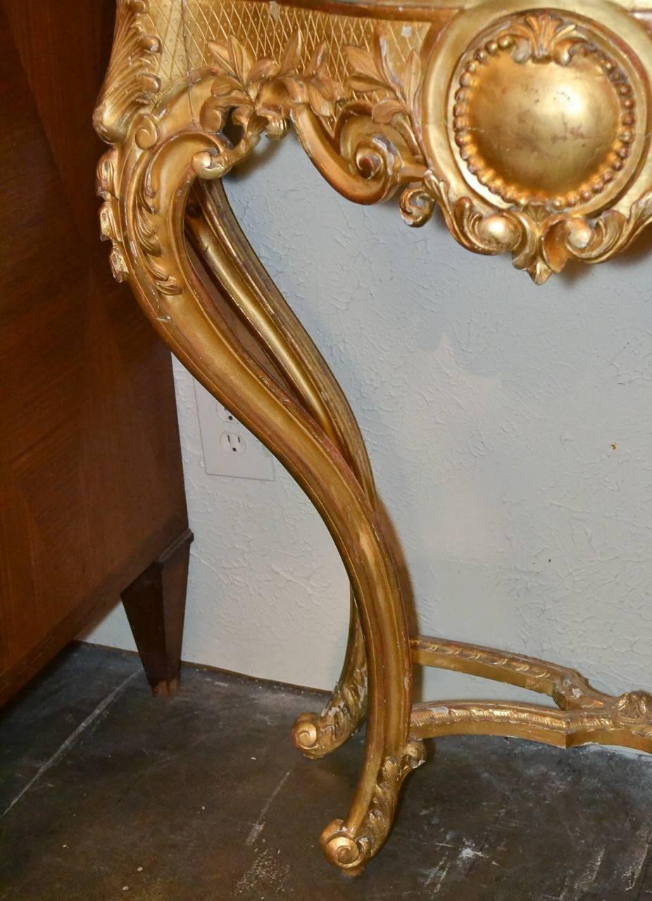19th Century French Louis XV Giltwood Console 2