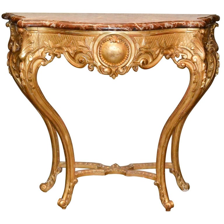 19th Century French Louis XV Giltwood Console For Sale at 1stDibs