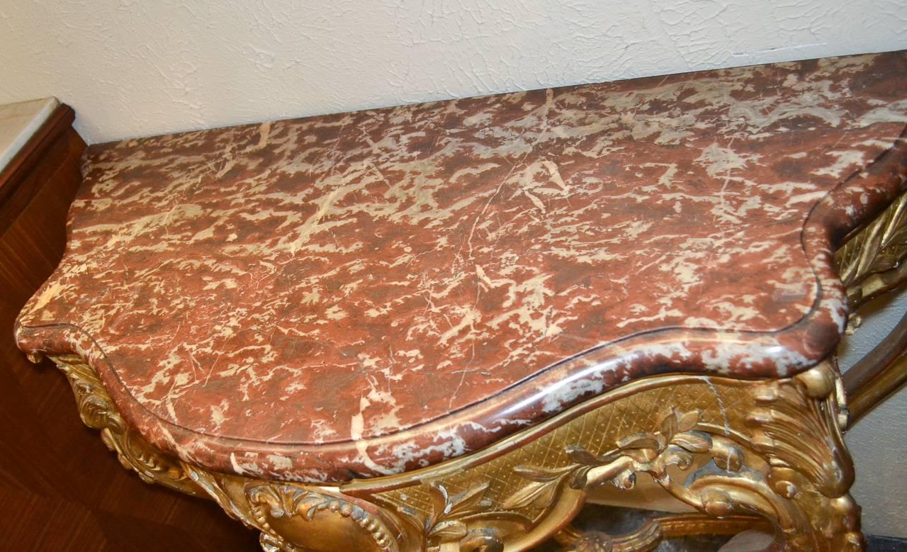 19th Century French Louis XV Giltwood Console 1