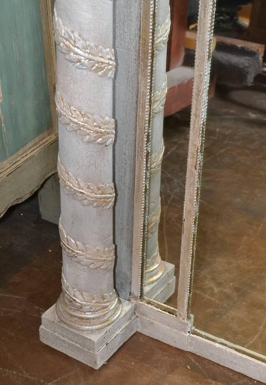 Hand-Painted Magnificent 19th Century Corinthian Column Mirror