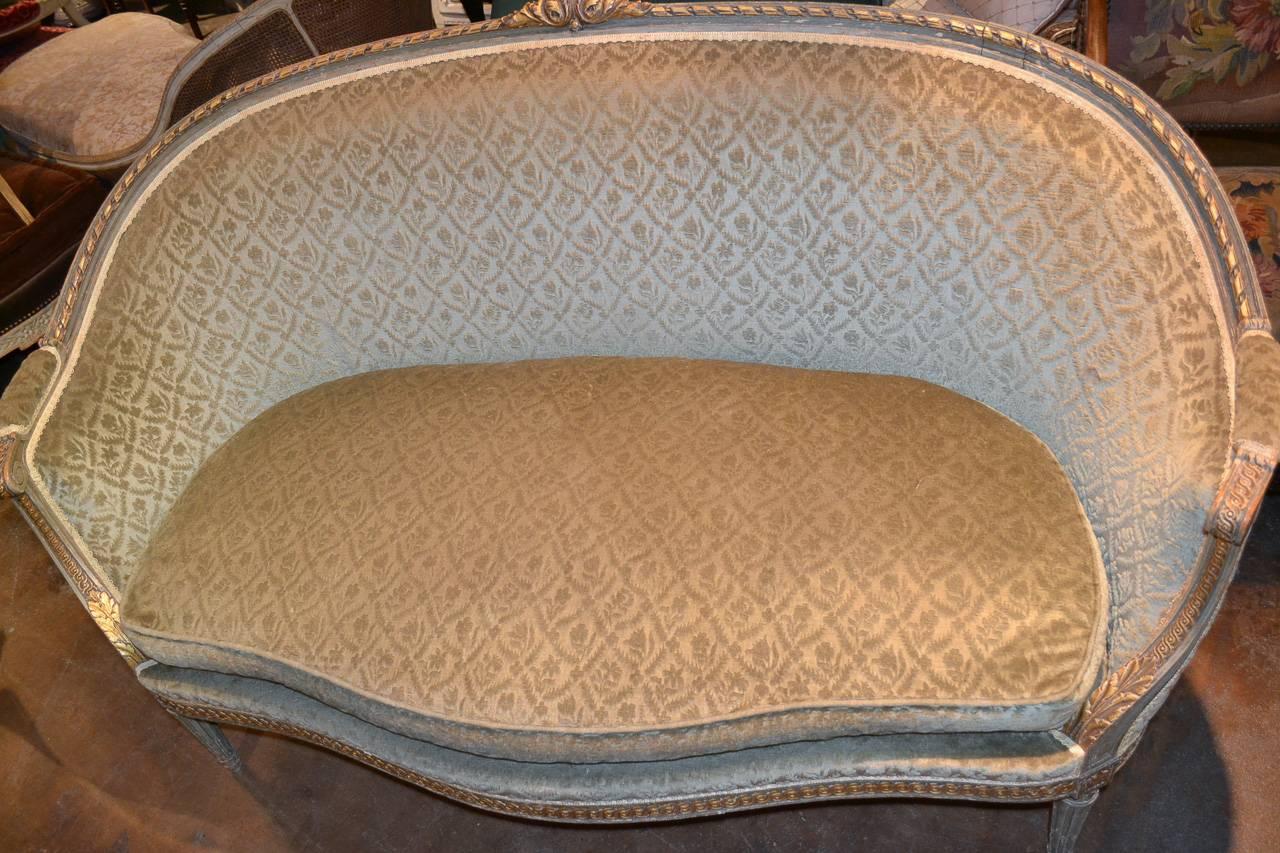 Wood 19th Century French Curved Louis XVI Settee