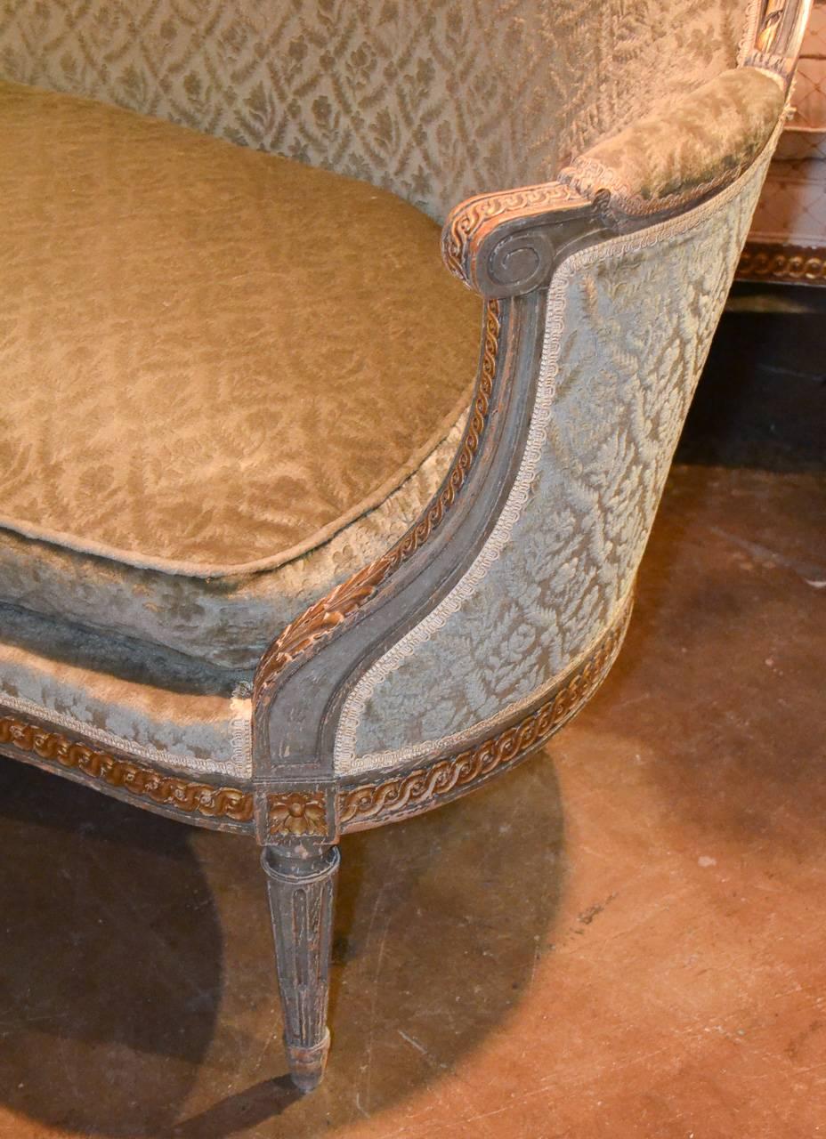 Carved 19th Century French Curved Louis XVI Settee