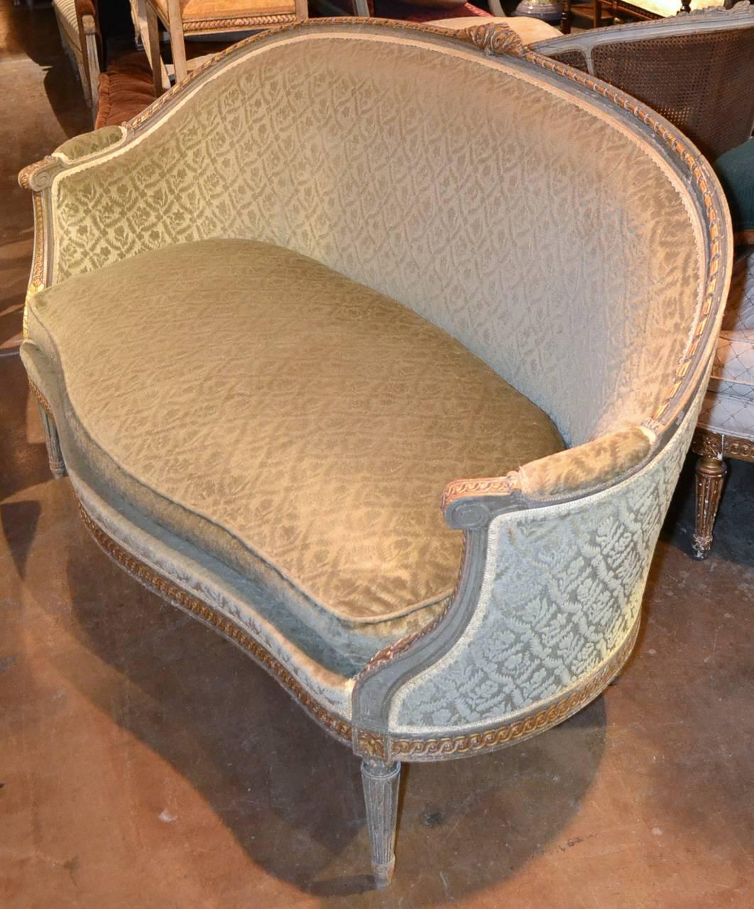 19th Century French Curved Louis XVI Settee 1