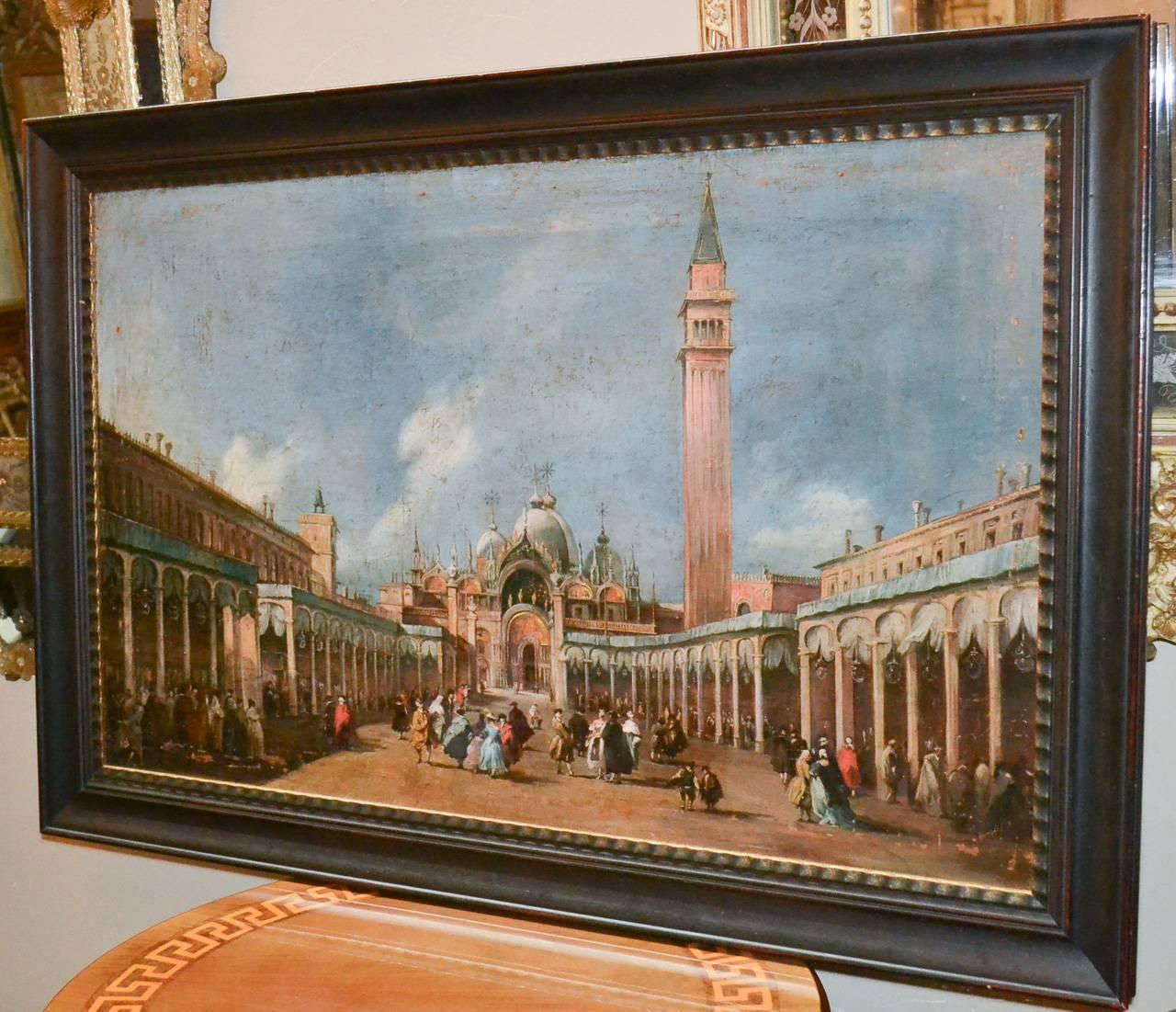 Hand-Painted 19th Century Italian Cityscape Oil