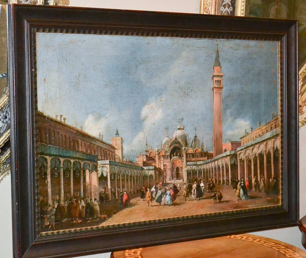 19th Century Italian Cityscape Oil 1