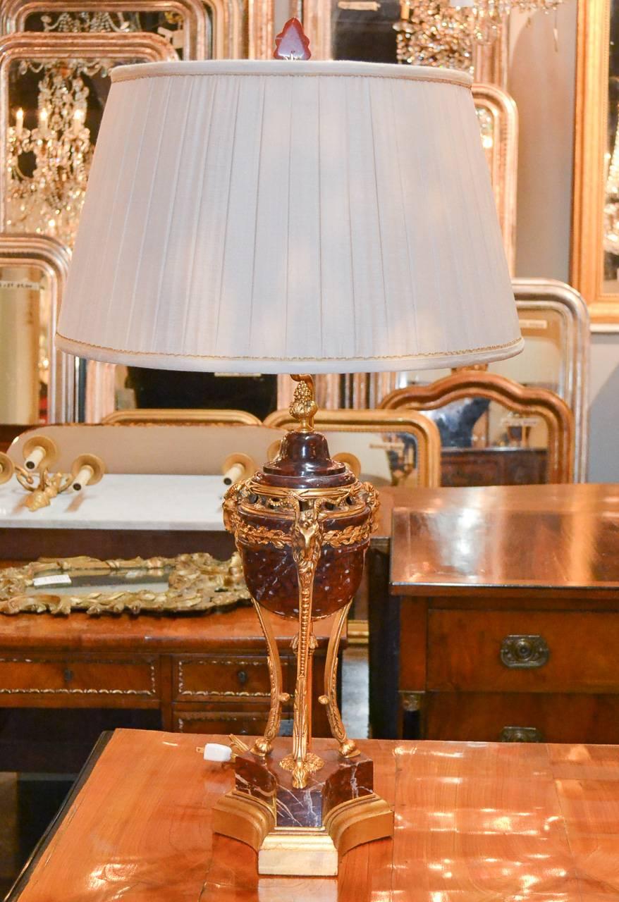 19th Century Pair of French Marble and Bronze Lamps 2