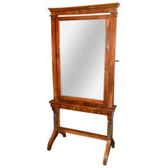 19th Century Directoire Cheval Mirror with Drawer