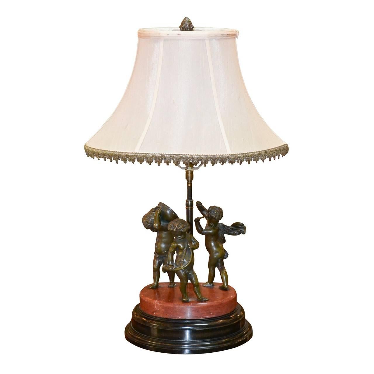 19th Century Bronze Cherub Sculpture Converted to Lamp