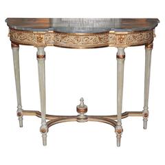 19th Century French Louis XV Lacquered Console with Marble Top