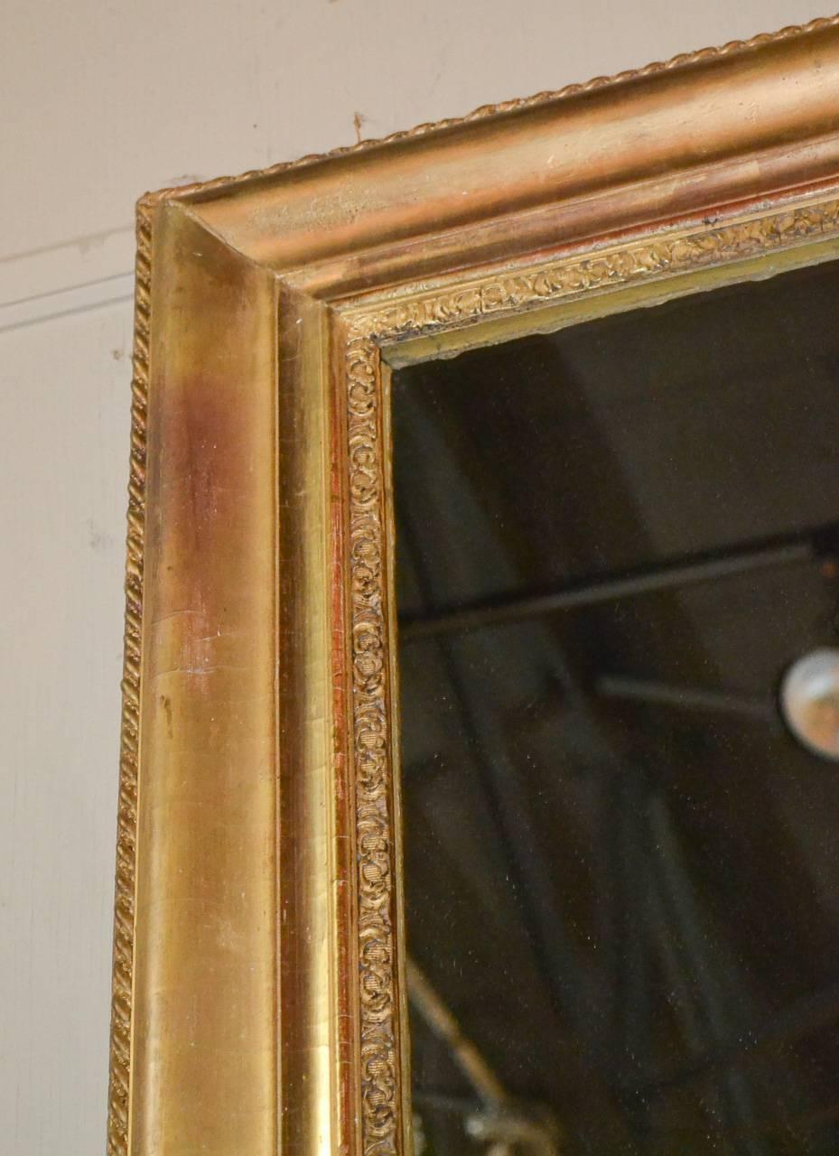 19th Century French Giltwood Mantel Mirror In Good Condition In Dallas, TX