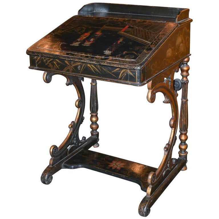 Nice 19th Century English Chinoiserie Davenport Desk For Sale At