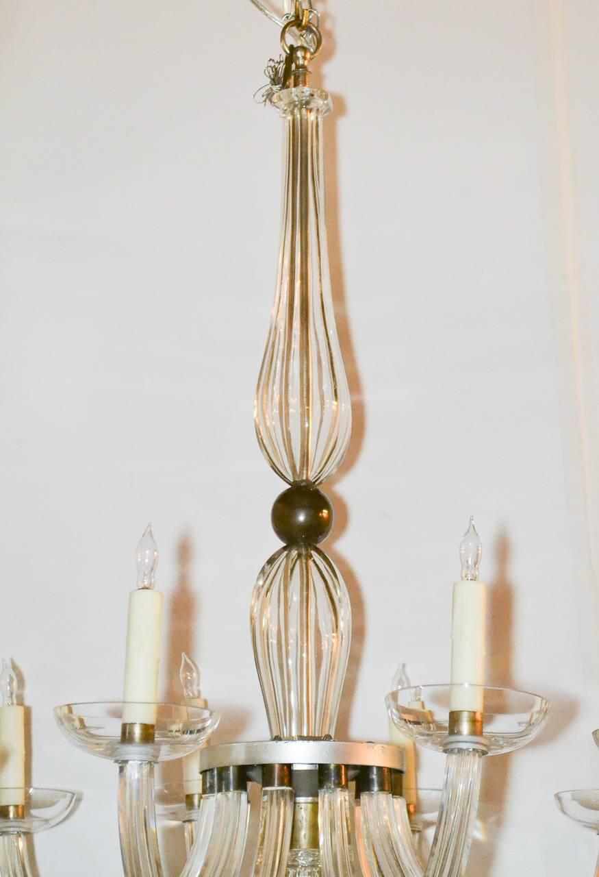 Mid-20th Century French Mid-Century Heavy Glass Chandelier