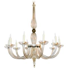 French Mid-Century Heavy Glass Chandelier