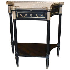 French Midcentury Jansen Style Black Console with Carrara Marble Top