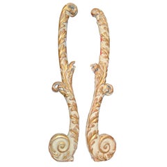 Antique Pair of Italian Carved Parcel Gilt Fragments