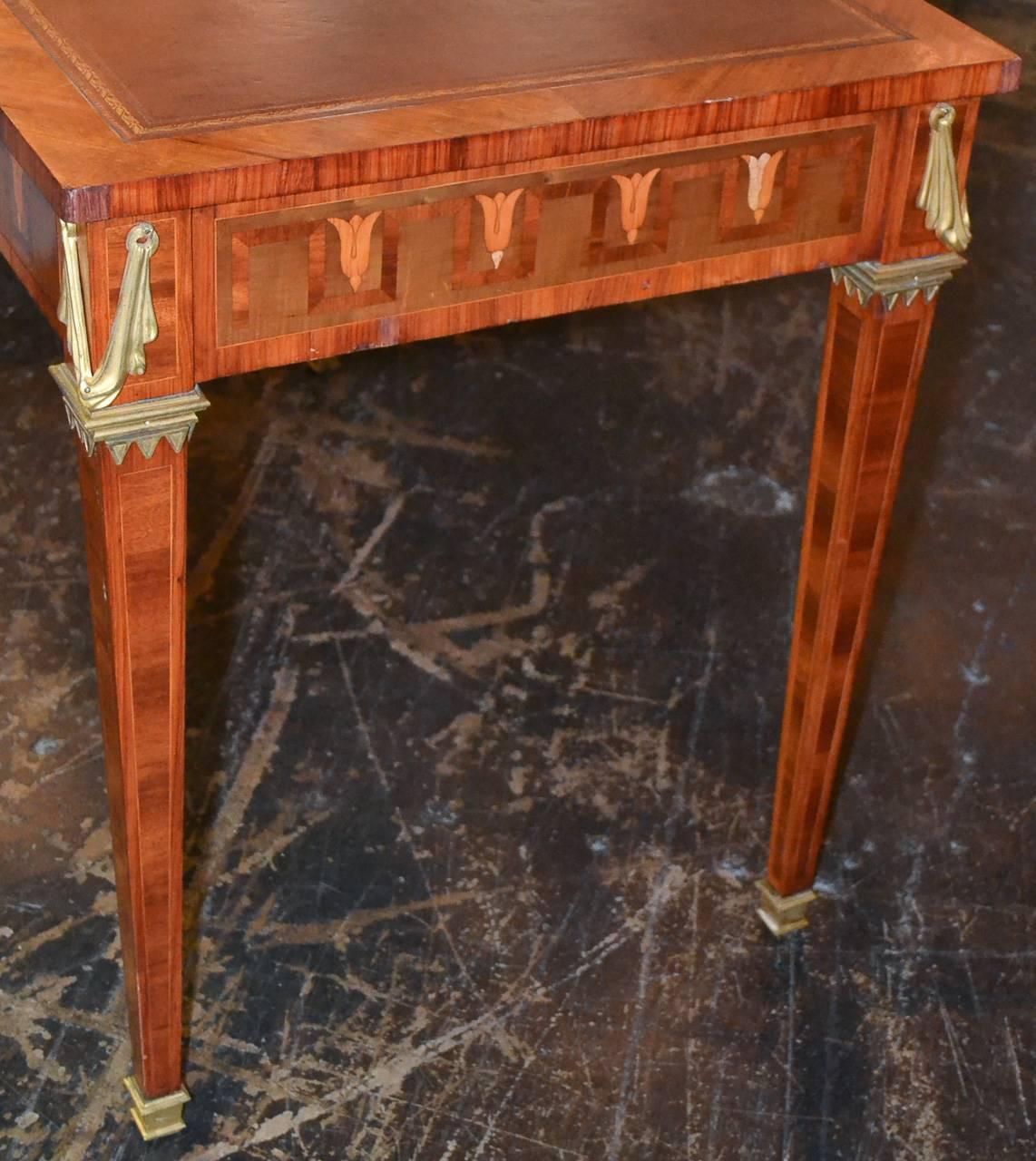 Bronze French Transitional Parquetry Inlaid Desk