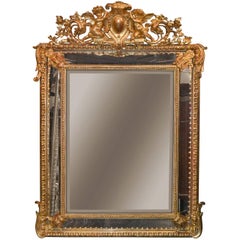 19th Century, French, Louis XV Cushion Mirror